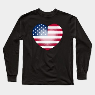 Heart Love Flag of USA Long Sleeve T-Shirt